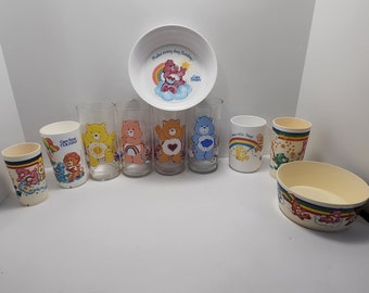Vintage 1983 Carebears Pizza Hut Collectors Glasses - Pizza Hut Glasses - Carebears - Carebears Glasses - Vintage Glasses - Collectable Glas