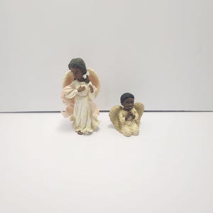 Black African America Angel Figurines Lot of 2 - Angels - Angel Figurines - African American - Religion - Religious Gifts