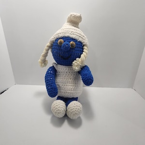 Smufs Knitted Vintage Crotchet Plush Figure - Smurfs - The Smurfs - Smurfette - Vintage Smurfs - Crotchet - Crotchet Figures - Knitted Plush