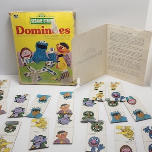 1980s Vintage Sesame Street Dominoes - Vintage Games - Board Games - Dominoes - Sesame Street - Big Bird - Sesame Street Game