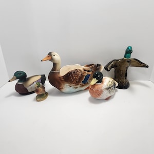Mallard Duck Vintage Ceramic Figures - Mallard Ducks - Wildlife Decor - Planters - Ceramic Figurines - Ducks