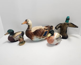 Mallard Duck Vintage Ceramic Figures - Mallard Ducks - Wildlife Decor - Planters - Ceramic Figurines - Ducks