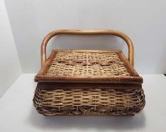 籐製 ピクニックバスケット　ヴィンテージ Amazon.co.jp: ピクニックバスケット 籐製 収納 かごバッグ 蓋