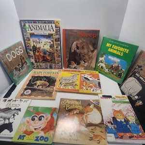 Childrens Animals Books Vintage LOT - Children&#39;s Books - Books - Book Lot - Animals - Animal Books - Jungle - Safari - Educational Books