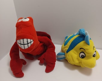 Vintage Exclusive Disney Store Plush The Little Mermaid Flounder & Sebastian - The Little Mermaid - Plush - Disney Plush - Vintage Disney