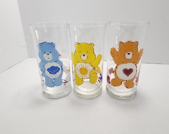 Vintage 1983 Carebears Pizza Hut Collectors Glasses - Pizza Hut Glasses - Carebears - Carebears Glasses - Vintage Glasses - Collectable Glas