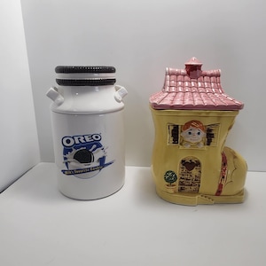 Bocaux à biscuits vintage en céramique - Oreos - Bocal à biscuits Oreo - Chaussure jaune - Comptines pour la chambre d&#39;enfant - Japon - Biscuits - Cuisine - Décoration de cuisine