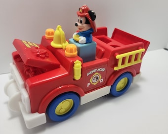 Disney 1988 Mickey Mouse Mattell Firetruck - Mattel - Disney - Mickey Mouse - Vintage Toys - Vintage Disney - Firetruck - Disney - Firetruck