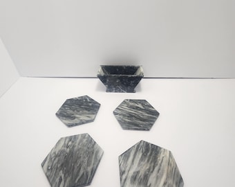 Marmorunderlägg Set om 4 - Underlägg - Underläggsset - Marmor - Presentunderlägg - Marmordekor