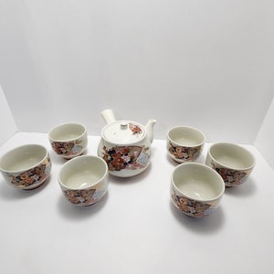 Japanese Handpainted Antique Teapot Set with 6 Teacups - Japanese - Handpainted - Teapot - Teapot Set - Kitchenware