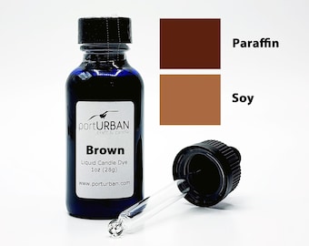 Brown - Liquid Candle Dye with Dropper, 1 or 2 Ounce Bottle, All Waxes