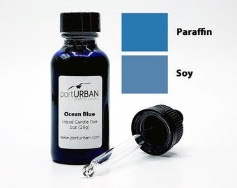 Ocean Blue - Liquid Candle Dye with Dropper, 1 or 2 Ounce Bottle, All Waxes