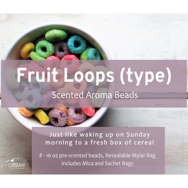 Scented Aroma Beads for making freshies or use in car, home, gym bag, Includes Sachets and Mica, Custom Molds, Fruit Loops Type