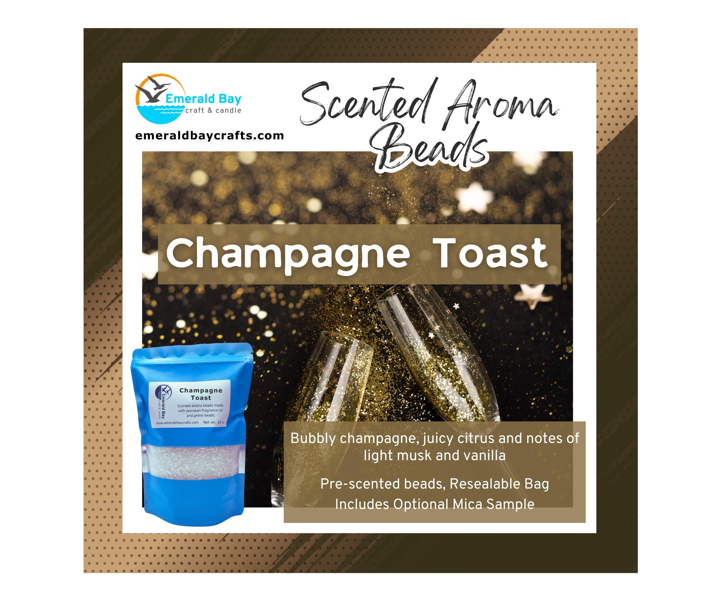 Champagne Toast type Scented Aroma Beads for making freshies or use in car, home, gym bag, includes optional mica, custom molds