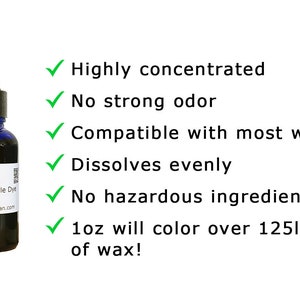 Liquid Candle Dye, 32 Colors Available in 1 or 2 oz with included dropper image 2