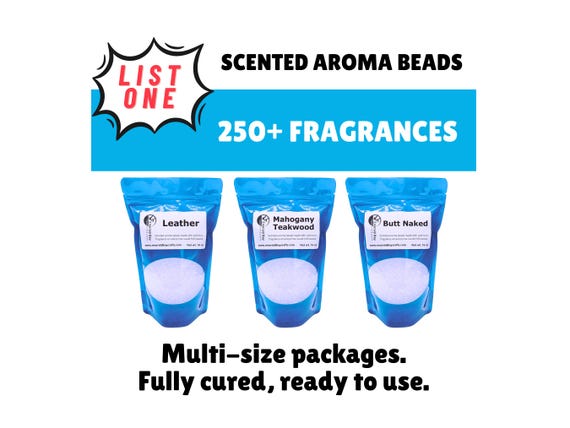 List 1 Scented Aroma Beads for Freshies, Air Fresheners, Multiple Size Packages
