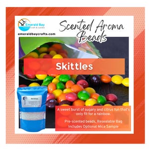 Skittles (type) Scented Aroma Beads for making freshies or use in car, home, gym bag, includes optional mica, custom molds