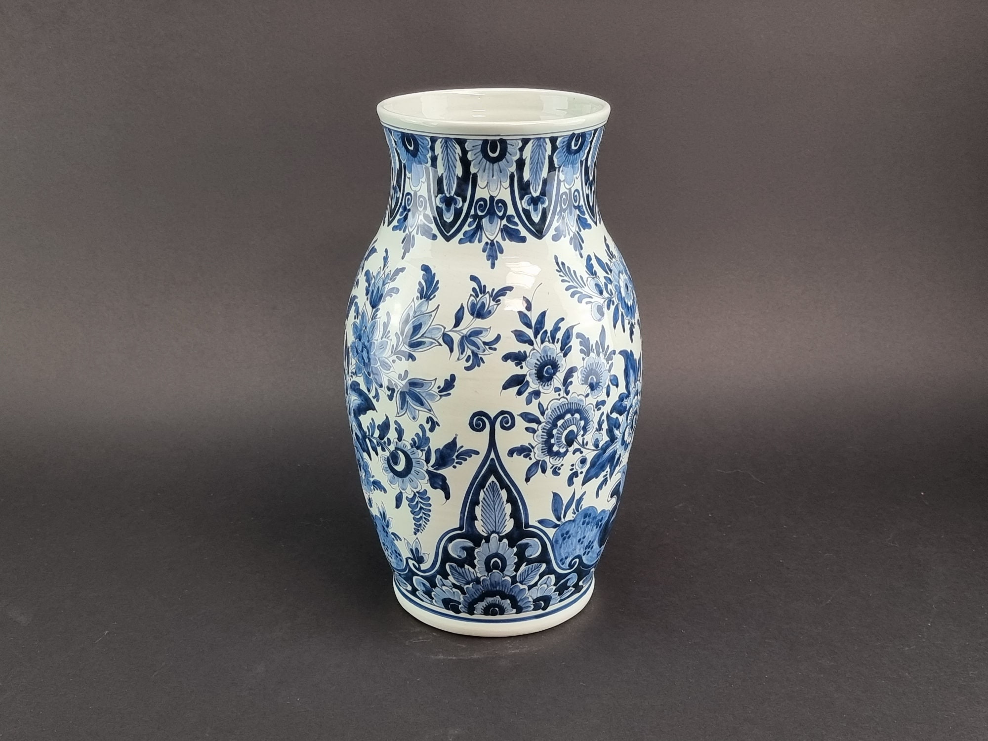 Vaas Oranje Tulp - Rond - Keramiek - 12 cm - Heinen Delfts Blauw