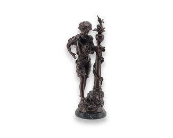 Bronze statue, Boy with pedestal, Les Amenes