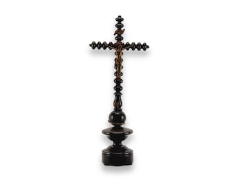 Antique crucifix, Ebonised German crucifix