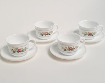 Arcopal, vintage teacups and saucers,coffee cups, Arcopal france, teacups with flowers, vintage gift