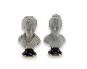 Porcelaine de Capodimonte, buste garçon et fille, enfants Brongniart