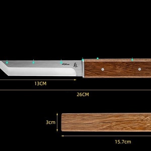 Handmade Tanto knife handle and sheath made of wenge wood image 7