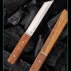 Handmade Tanto knife handle and sheath made of wenge wood image 5