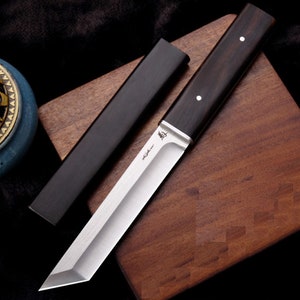 Handmade Tanto knife handle and wooden sheath made of wood