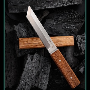 Handmade Tanto knife handle and sheath made of wenge wood image 3