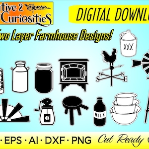 12 Landhaus Designs - Cut Ready - Glowforge & Vinyl - Sofortiger Download