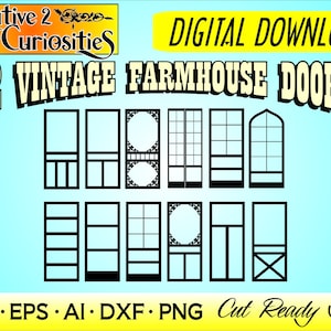 12 portes de ferme vintage - Prêt à couper - Téléchargement instantané de fichiers vectoriels