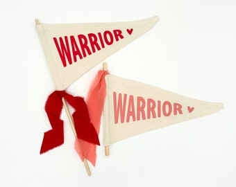 Heart Warrior Pennant flag heartiversary flag heart walk pennant CHD awareness flag wear red CHD warrior flag heart surgery baby gift CHD