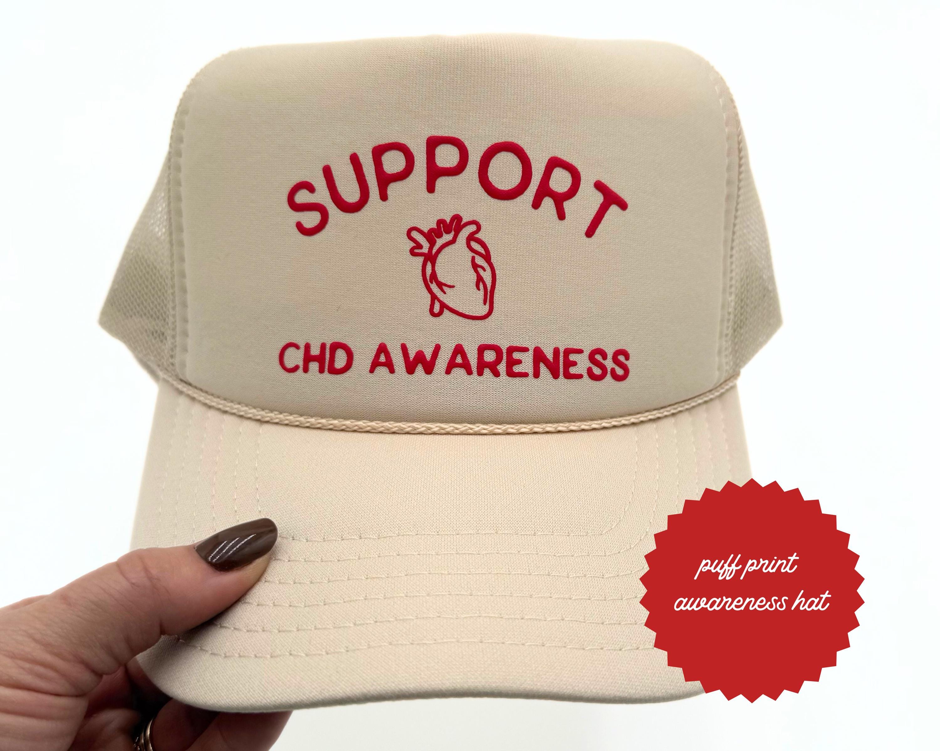 Congenital Heart Defect Awareness Hat CHD Support Trucker Hat Heart Month Gift Unisex Cotton Cap Cause Advocacy Present Awareness Accessory