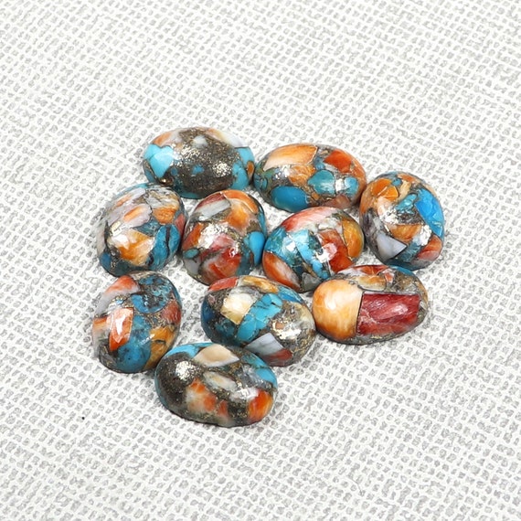 Calibrated Oval Mojave Copper Turquoise Natural Oyster Copper Turquoise Cabs 10x14mm Spiny Oyster Copper Turquoise Mohave Turquoise