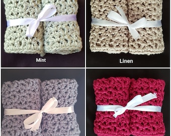 Handmade 100% Bamboo Cotton Soft Luxury Wash Cloths Set of 2