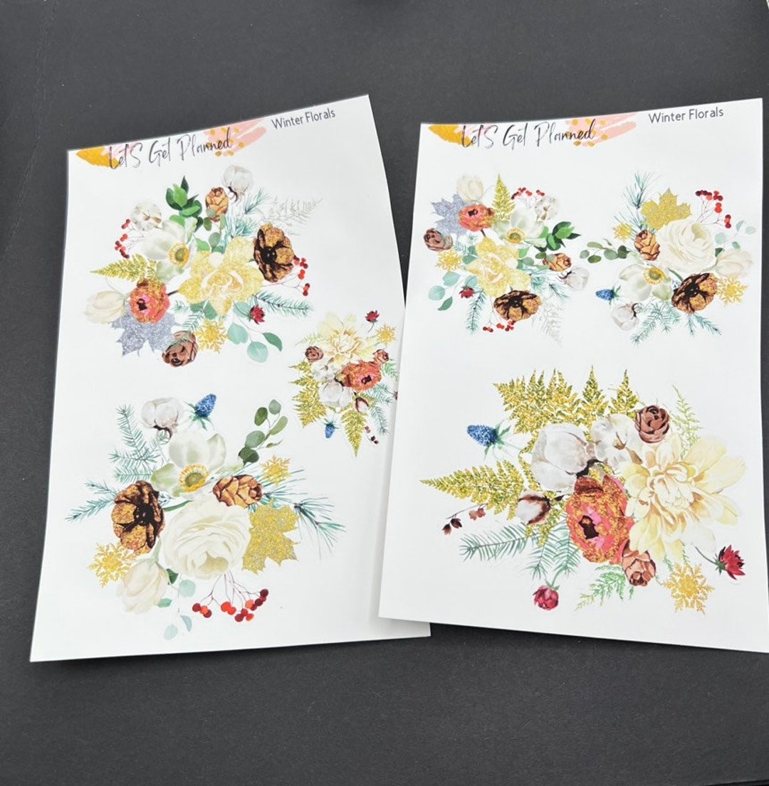 Winter Blooms 2pg Sticker Set - Etsy