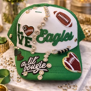 Custom Eagles Bling Snapback, Rhinestone Game Day Glam, Sparkle Philly Fan Accessory