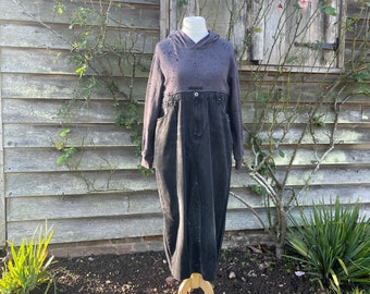 grey oversize recycled denim utility lagenlook hoody sweater maxi dress 8-18