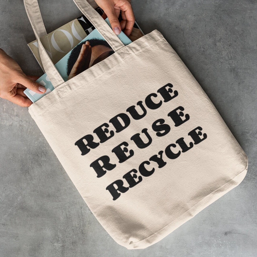 Reduce Reuse Recycle Canvas Tote Bag Minimalist Aesthetic Etsy