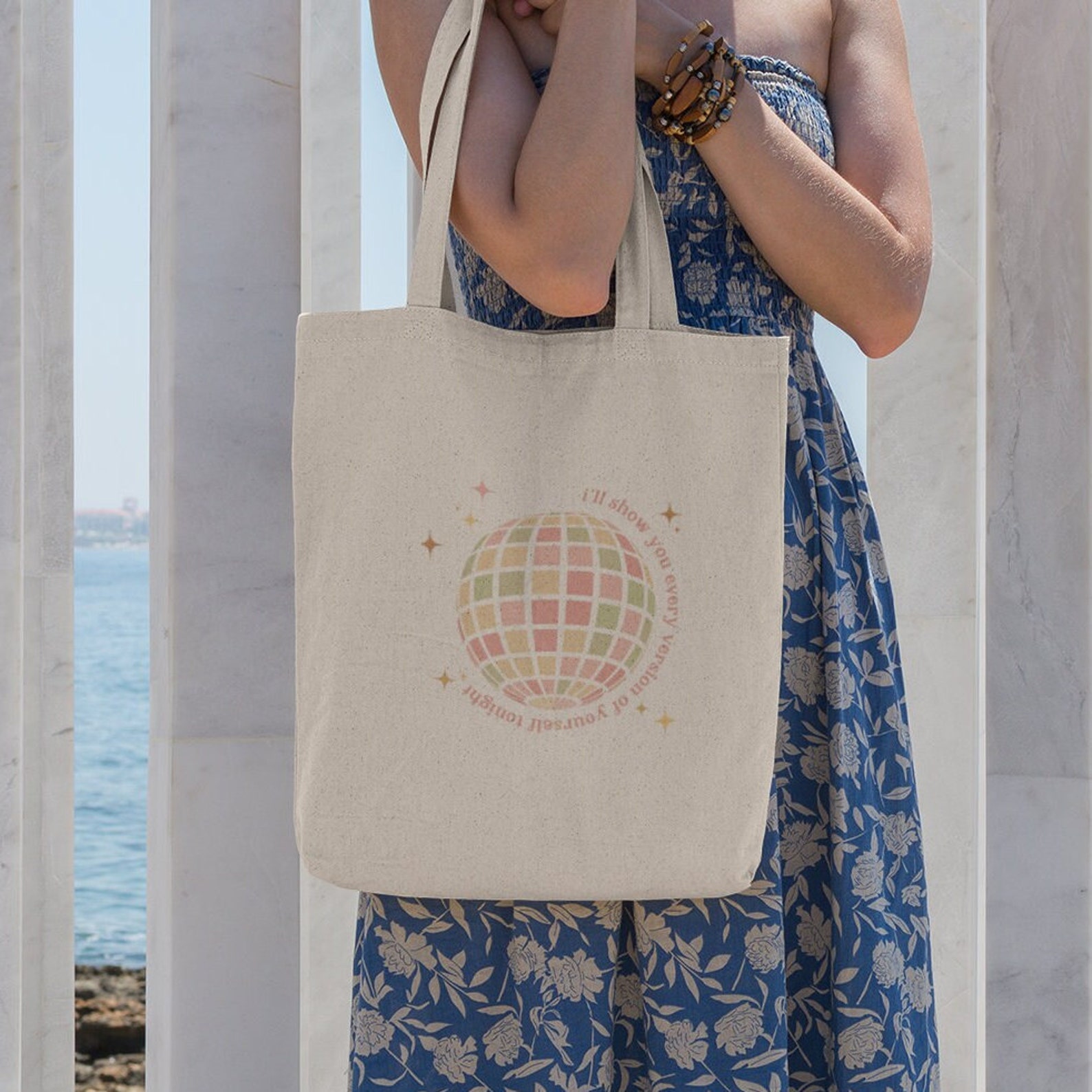 Taylor Swift Aesthetic Tote Bag Pattern Mirrorball, Arty Tote, All to Well, Minimalist Canvas