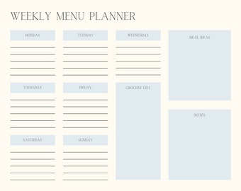 Simple Weekly Menu Planner