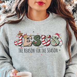 Jesus Is The Reason For The Season Retro Unisex Sweatshirt, Christian Christmas Sweatshirt, Christmas Jesus Shirt, Jesus Christmas Sweater