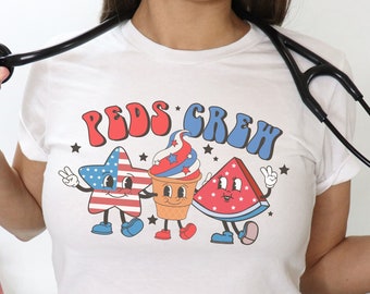 Peds Nurse Shirt, Peds 4th of July Shirt, Pediatric Nurse Tshirt, July 4th Hospital Party Shirt,Fourth of July Pediatric Nursing Group Shirt