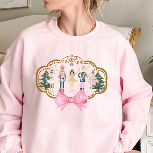 Nutcracker Sweatshirt, Pink Christmas Sweatshirt for Women, Vintage Style Womens Christmas Sweater, Retro Christmas Nutcracker Ballet Shirt