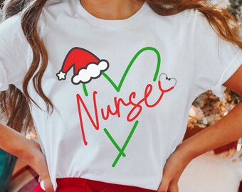 Christmas Nurse Shirt, Christmas Nursing School Shirt, Santa Gift For Nurses, Stethoscope Nurse Tee, Nurse Graduation Gift, , RN Nurse Tee
