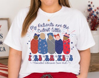 4th Of July NICU Nurse T-Shirt, Patriotic Neonatal ICU Tee, July 4th Matching Nurse Shirt