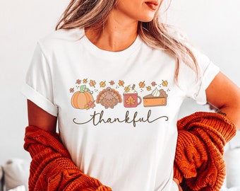 Thankful Shirt for Thanksgiving Shirt Women, Thankful Grateful Crewneck TShirt, Thanksgiving Shirt, Thankful Mom Shirt, Retro Fall Shirt
