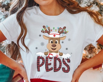 Pediatric Nurse TShirt, PEDS Nurse Shirt, Christmas Pediatric Nurse Gift, Xmas Nurse Appreciation Gift, Peds Nurse Christmas Group Shirt