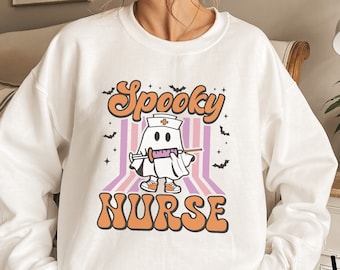Halloween Nurse Sweatshirt, Spooky Nurse Sweatshirt, Nurse Halloween Gifts, Halloween Party Shirt, Nurse Halloween T-shirt,Registered Nurse